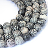 Natural Black Silk Stone/Netstone Round Bead Strands G-E334-4mm-05-1