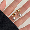 304 Stainless Steel and Glass-based Imitation Pearl Dangle Earrings for Women FS-WG0AE83-02-1