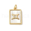 Brass Pave Natural White Shell Pendants KK-S522-09G-A-1