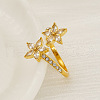 304 Stainless Steel Micro Pave Cubic Zirconia Cuff Rings with Rhinestone RJEW-V008-01G-02-1