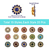 Yilisi 300Pcs 15 Style Flower Shape Rhinestone Buttons RB-YS0001-02-7
