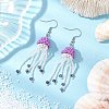 Glass Seed Beaded with Acrylic Beads & Glass Pearl Round Bead Jellyfish Dangle Earrings EJEW-MZ00435-03-1