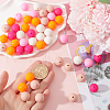 SOFPLATE 60Pcs 2 Styles Round Silicone Focal Beads with Fluorescence Acrylic Beads SIL-SP0001-01A-3