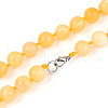 Round Natural Yellow Jade Beaded Necklaces NJEW-F327-02B-04-01-3