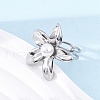 Flower 304 Stainless Steel Cuff Rings RJEW-D306-21P-5