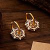 Flat Round Ethnic Style Brass Enamel Hoop Earrings FS-WG354F0-01-3