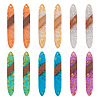  12Pcs 6 Colors Transparent Resin & Walnut Wood Big Pendants WOOD-TA0002-03-1