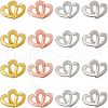 SUPERFINDINGS 16 Sets 4 Colors Brass Two Loops Heart Interlocking Clasps for DIY Jewelry KK-FH0004-13-1