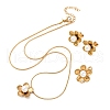 Flower 304 Stainless Steel Pendant Necklaces & Cuff Rings & Stud Earrings Sets SJEW-Z003-05G-1