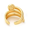Round Brass Micro Pave Clear Cubic Zirconia Open Cuff Rings RJEW-U008-22G-3