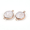Electroplated Natural Keshi Pearl Flat Round Connector Charms PEAR-S018-03I-01-2