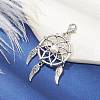 Woven Net/Web with Feather Tibetan Style Alloy Pendant Decoraiton HJEW-JM01387-02-2