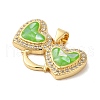 Double Heart Brass Micro Pave Cubic Zirconia Pendants KK-K385-046G-3