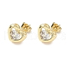 Brass Micro Pave Clear Cubic Zirconia Stud Earrings EJEW-D323-04G-2