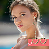 ANATTASOUL 4 Pairs 4 Colors Rhinestone Hollow Heart Dangle Stud Earrings EJEW-AN0004-17-5