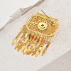 Exquisite & Hollow Brass Hexagon Brooches for Women OU9200-7