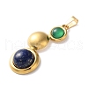 Natural Green Onyx Agate(Dyed & Heated) and Lapis Lazuli Pendants STAS-C120-12G-02-2