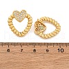 Heart Brass Micro Pave Clear Cubic Zirconia Stud Earrings EJEW-R025-09G-5