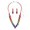 Horse Eye Alloy Rhinestone Chain Necklaces & Stud Dangle Earrings Sets FS-WG777BF-01-5