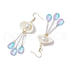 Glass & Natural Shell Dangle Earrings EJEW-MZ00384-4