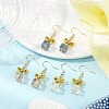 3 Pairs 3 Colors Alloy & Glass Dangle Earrings EJEW-JE06361-1