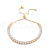Brass Pave Clear Cubic Zirconia Flat Round Box Chain Slider Bracelets BJEW-B094-12B-G-1