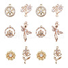 Cheriswelry 12Pcs 6 Style Brass Micro Pave Clear Cubic Zirconia Pendants KK-CW0001-04-8