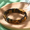 Sqaure Natural Tiger Eye Beads Stretch Bracelets for Women Men BJEW-C097-06Q-2