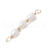 Natural Cultured Freshwater Pearl Rice Beaded Connector Charms PALLOY-JF03703-4
