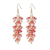 Trumpet Flower Shape Glass & Imitation Pearl Beaded Dangle Earrings EJEW-JE05100-01-1