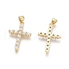 Brass Micro Pave Clear Cubic Zirconia Pendants X-ZIRC-G152-18B-G-2