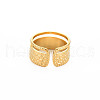 Ion Plating(IP) 304 Stainless Steel Hammered Open Cuff Ring for Women RJEW-S405-221G-2
