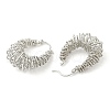 Rack Plating Brass Wire Wrap Hoop Earrings for Women EJEW-D059-17P-2