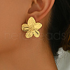 Stylish Stainless Steel Striped Flower Stud Earrings CN5900-2-2