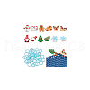 BENECREAT 62Pcs 7 Styles Christmas Theme Silicone Focal Beads with 50Pcs Plastic Knitting Stitch Marker Rings SIL-BC0001-07-7