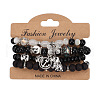 4Pcs Bohemian Style Alloy & Glass & Acrylic Charm Bracelets Set WG8E884-02-2