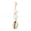 Electroplated Shell & ABS Imitation Pearl Pendant Decorations HJEW-JM03282-4