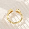 Brass Micro Pave Clear Cubic Zirconia Open Cuff Rings for Women RJEW-M026-01G-02-3