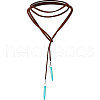 Bohemian Alloy & Synthetic Turquoise Pointed Bullet Shaped Pendant PU Leather Cord Lariat Necklaces FS-WG48C4B-01-1