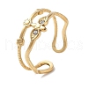 304 Stainless Steel Open Cuff Rings for Women RJEW-M020-09G-1