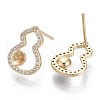 Brass Micro Pave Clear Cubic Zirconia Stud Earring Findings KK-N232-05-NF-3