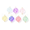 7Pcs 7 Colors Transparent Spray Painted Glass Connector Charms PALLOY-JF03520-02-1