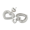 Heart Rack Plating Brass Micro Pave Cubic Zirconia Dangle Stud Earrings EJEW-F331-24P-2