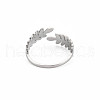 304 Stainless Steel Leaf Open Cuff Ring for Women RJEW-S405-190P-2