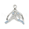 Brass Pave Light Sky Blue and Clear Cubic Zirconia Sea Animal Connector Charms KK-M326-07B-P-1