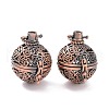 Hollow Brass Round with Rose Cage Pendants KK-F0305-R-NR-1