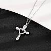304 Stainless Steel Heart Cross Pendant Pet Urn Ashes Necklaces NJEW-S455-05P-3