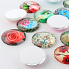 Flower Printed Glass Cabochons GGLA-A002-12mm-BB-3