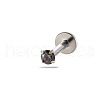 G23 Titanium Alloy Cubic Zirconia 17 Gauge Flat Round Threadless Labrets WG94BD7-19-1