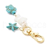 Starfish & Sea Turtle Synthetic Turquoise & Natural White Mother of Pearl Shell Chip Pendant Decorations HJEW-JM03169-02-4